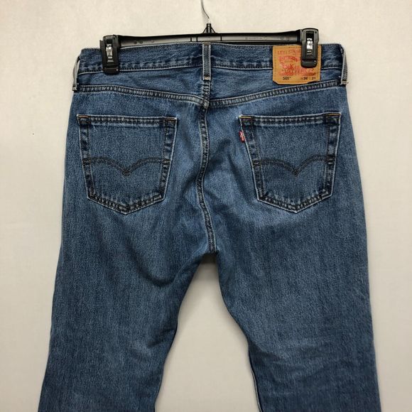 Levi's 505 Men Blue Denim Straight Leg 100% Cotton Jeans Size 34X29 B205 -3 - Picture 15 of 16